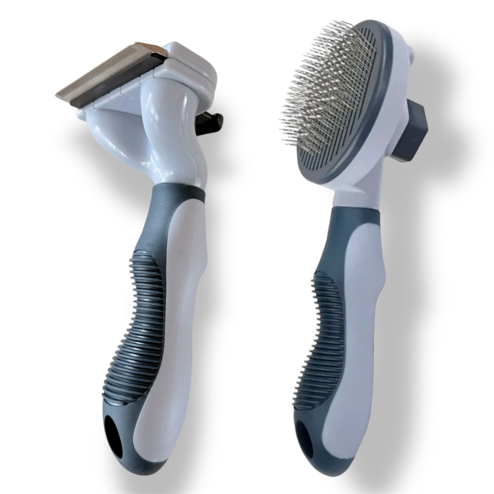 Set of Self Cleaning Pet Hair Brush & Deshedding Comb